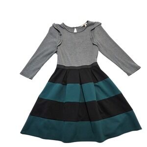 Speechless Fit‎ & Flare Dress Ruffle Long Sleeve Striped Skirt Size L